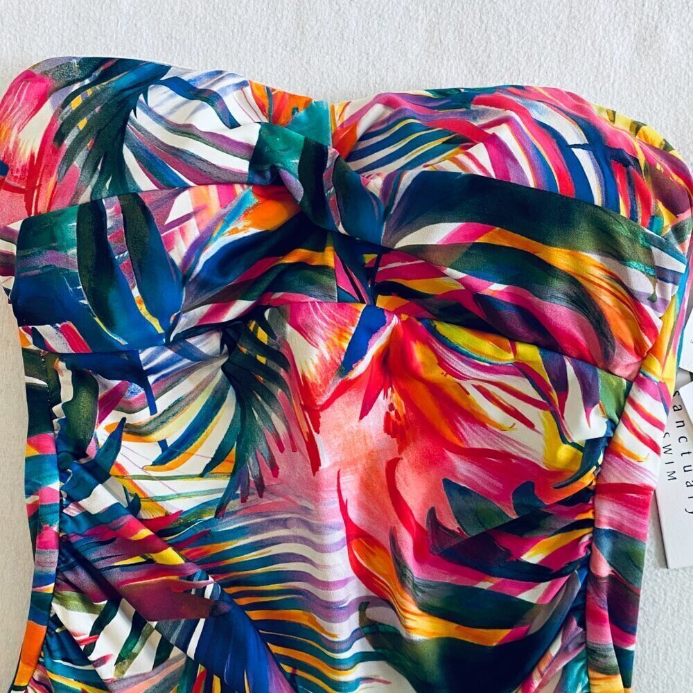 NWT bandeau 1-piece swimsuit 6 tropical colorful - Picture 6 of 12